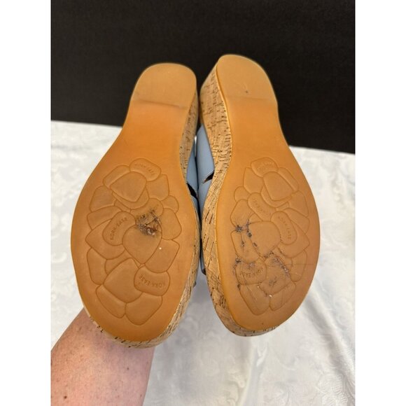 Kork Ease Size 8M Menzie Blue Leather Slip On Wedge Comfort Sandal Comfort - Picture 6 of 12